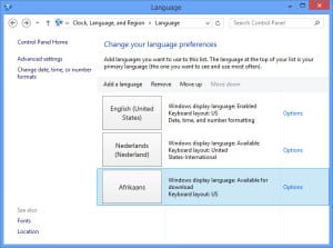 Language in Windows 7 and 8.1.