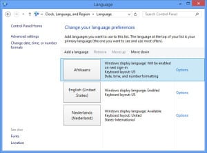 Language in Windows 7 and 8.1.