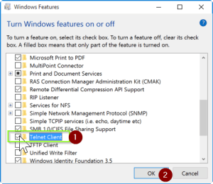 'Telnet is not recognized as an internal or external command, operable program or batch file.'
