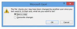 file may have been changed by another user since you last saved it. In that case, what do you want to do?