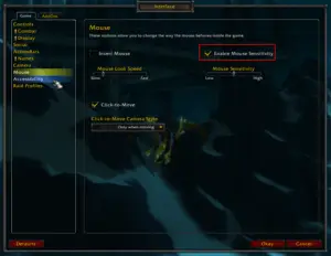 WOW Mouse sensitivity World of Warcraft