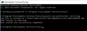 An error occured trying to connect the WSUS server.