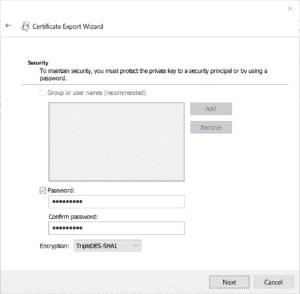 Back up your file encryption certificate and key.