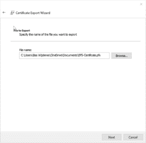 Back up your file encryption certificate and key.