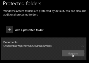 FIX: Windows Defender can't remove a folder from Protected folders.